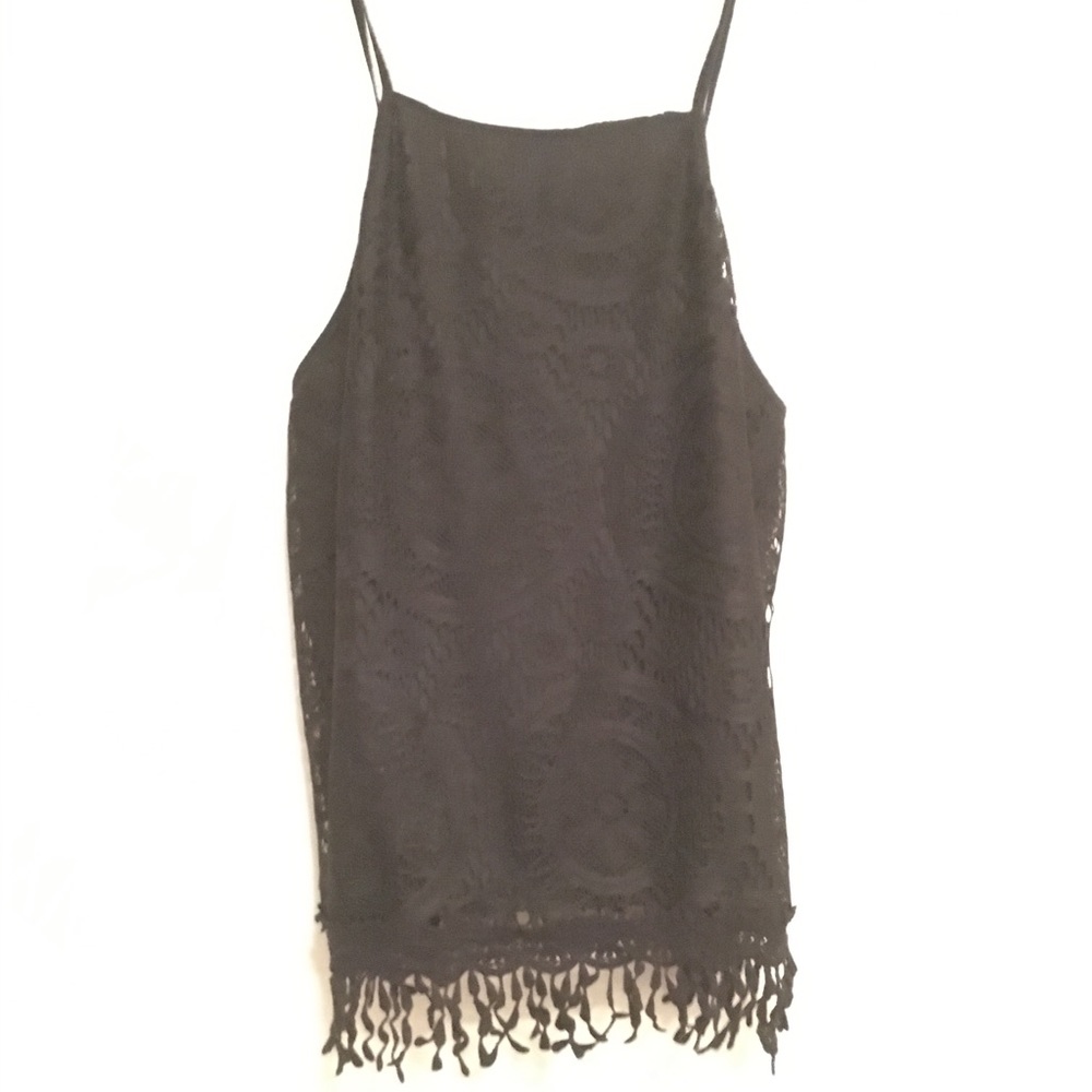 Black lace frilly top